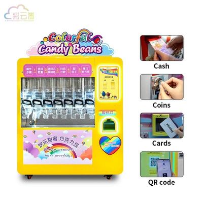 70Kg Capacity Automated Candy Beans Vending Machine 163*65*180cm Yellow