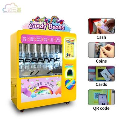 Floor Standing Sugar Beans Vending Machine Candy Dispenser With Digital Screen Display