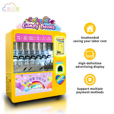 5S Candy Dispenser Vending Machine Yellow For Retail Stores / Entertainment Venues