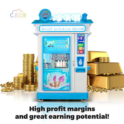 24/7 Automated Ice Cream Vending Machine Custom With Coin Bill Credit Card Payment