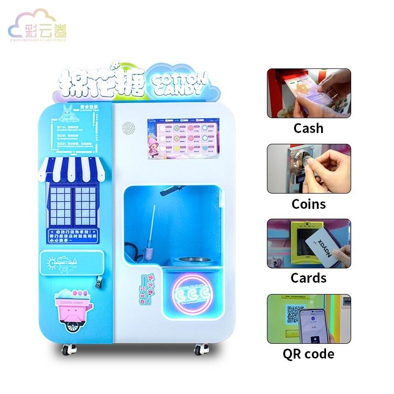 Fully Automatic Cotton Candy Machine In Mall Customized Fairy Floss Vending Machine
