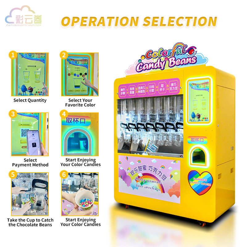 Fully Automatic Candy Beans Vending Machine Removable Top Easy Refilling