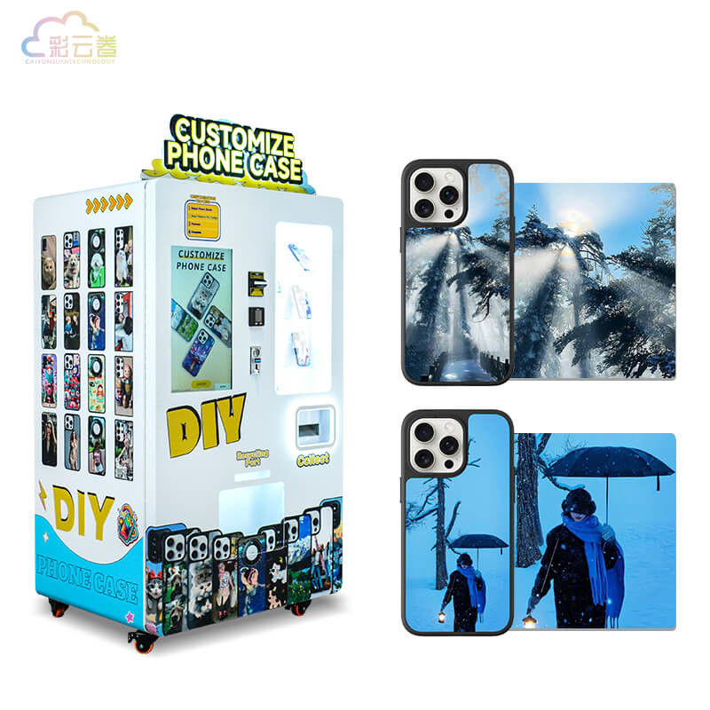 Steel Touch Screen Phone Case Printing Vending Machine 27-Inch Wave Crystal Display for Customized Cases