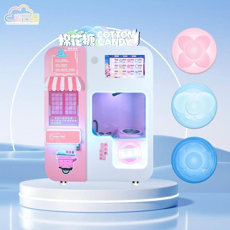 Coin Operated Cotton Candy Vending Machine 3000W Customized Color