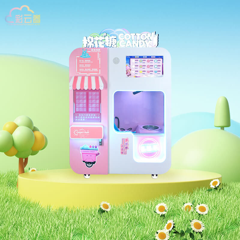 Convenient Cotton Candy Vending Machine Easy Clean Accepts Coin / Note / Credit Card / QR Code