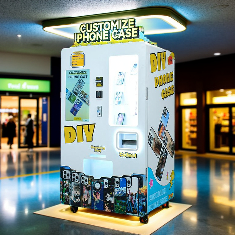 Compact 1500mm x 800mm x 600mm Phone Case Printing Vending Machine with 350kg Steel Chassis for High Traffic Areas