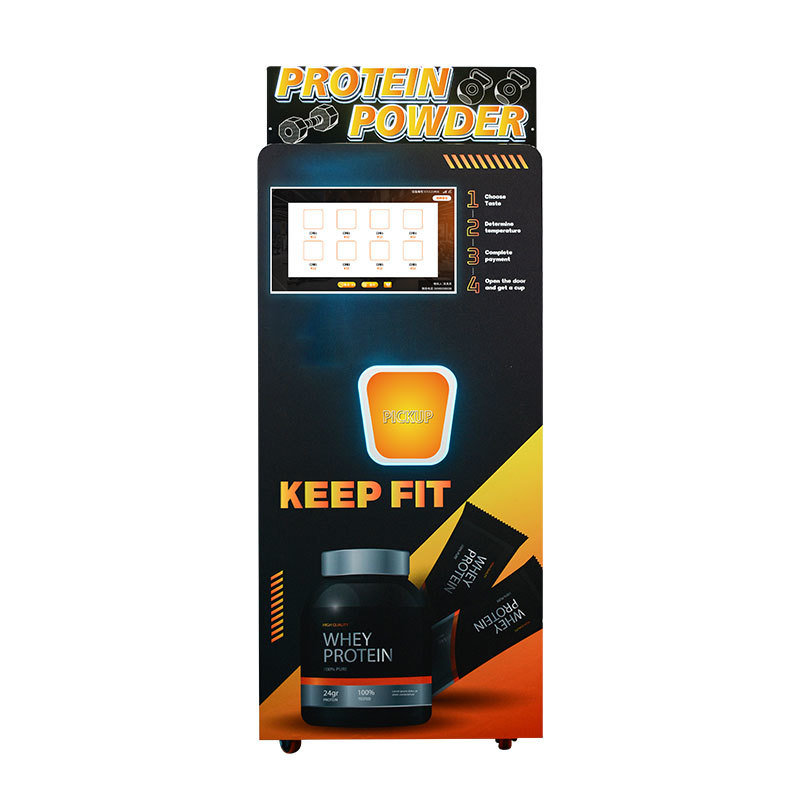 Protein Powder Vending Machine with 27-inch Touch Screen Display for Instant Nutrition Delivery and Multiple Temperature Options