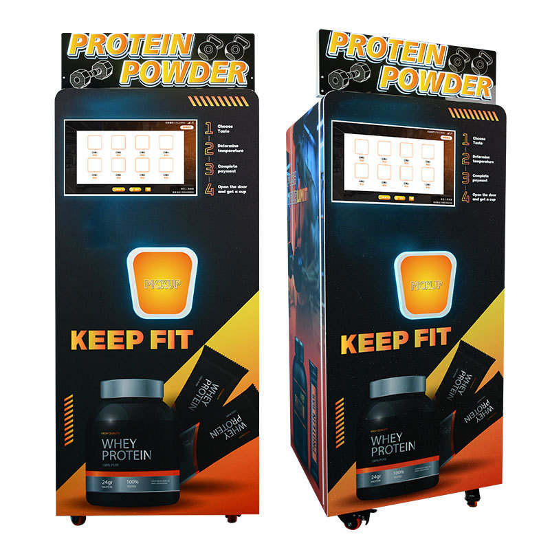Protein Powder Vending Machine with Automatic Cup Dispensing Background Warning System and Energy Efficient Design for Fitness Nutrition